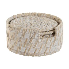 Posavasos Balines DKD Home Decor Blanco Natural 12 x 6 x 12 cm Set de 6 Posavasos Balines DKD Home Decor Blanco Natural 12 x 6 x 12 cm Set de 6