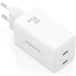 Aisens ASCH-65W2P078-W Cargador de Pared GaN 65W Blanco con 2xUSB Tipo-C PD3.0 QC4.0 para Portátiles y Móviles Precio: 17.6902. SKU: B14FJRSL8A