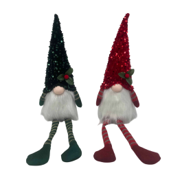 DKD Home Decor Gnomo Figura Navidad Tradicional Surtida Verde Rojo - Pack 4 Unidades Decoración Navideña Alto 50 cm Poliéster y PE