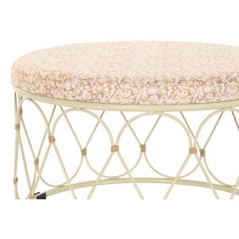 DKD Home Decor Mesa de Centro Boho Cuadrada de Ratán y Metal en Tonos Natural y Crema, 48 cm Ancho x 48 cm Largo x 30 cm Alto