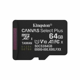 Kingston Tarjeta Memoria CANVAS Select Plus 64GB microSDXC UHS-I U1 V10 A1 Clase 10 100MB/s SDCS3/64GBSP Precio: 13.50000025. SKU: B19PQ9K57E