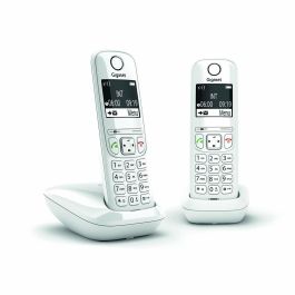 Gigaset AS690 Duo Teléfono Fijo Inalámbrico Blanco con Manos Libres, Pantalla Grande, Directorio 100 Contactos y Bloqueo de Llamadas