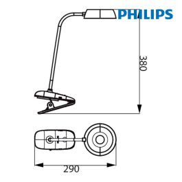 Philips Flexo pinza led 3w 4.000k rosa, 175 lm, tecla táctil atenuación 3 niveles, batería litio 1200 mah, cable usb