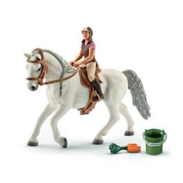 Schleich SCH41433 Figura Jinete sobre Yegua Lipizzana Horse Club con Cubo y Silla de Montar - Realista
