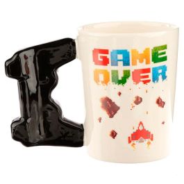 PUCKATOR Taza Cerámica con Asa 3D Mando Videojuego Pixel Game Over, 11x14,5x8,5cm