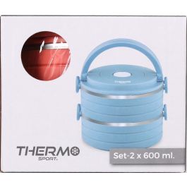 Thermosport Fiambrera Plástico-Acero 0.6L | Set de 2 | 15.7 cm (Ancho) x 13 cm (Alto) x 15.3 cm (Largo) (6 Unidades)