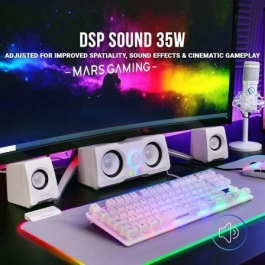 Mars Gaming Altavoces MS22W 35W 2.2 Blancos con Iluminación RGB para PC y Consolas