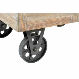 Banqueta DKD Home Decor Abeto Natural Negro Beige Poliéster (61 x 51 x 77 cm)