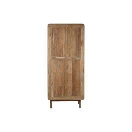 DKD Home Decor Vitrina Balines de Teca y Cristal Natural, 80x45x190 cm (Ancho x Fondo x Alto), 2 Puertas, 2 Cajones, 3 Estanterías, Desmontable