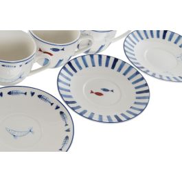 Taza Set Plato Atlantico DKD Home Decor Azul Blanco 6 x 5 x 8.5 cm (6 Unidades) Taza Set Plato Atlantico DKD Home Decor Azul Blanco 6 x 5 x 8.5 cm (6 Unidades)