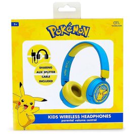 OTL Technologies Auriculares inalámbricos Bluetooth para niños Pikachu Pokémon, seguros (85/95dB), 24h batería