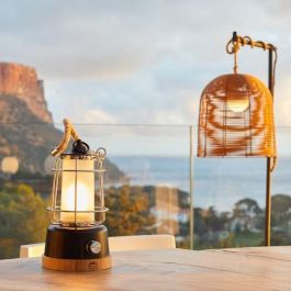 Lumisky LUM3760093548335 Linterna inalámbrica WILDY H23 cm, con asa de cuerda y LED blanco cálido y regulable