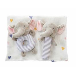 Set caja + muselina 90x65cm + pito+sonajero 20cm elefante Set caja + muselina 90x65cm + pito+sonajero 20cm elefante