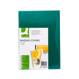 Q-connect Tapa de Encuadernación PVC Opaca Verde DIN A4 180 Micras Caja de 100 Unidades