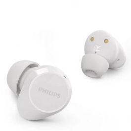 Philips TAT1209WH Auriculares Bluetooth Inalámbricos Blancos, Autonomía 6h + Estuche de Carga, Graves Dinámicos, Llamadas Nítidas, Resistencia IPX4