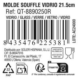 Quttin Molde Souffle de Vidrio 21.5 cm (4 Unidades)