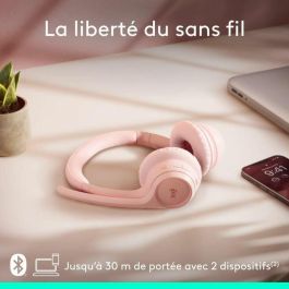 Auriculares inalámbricos Bluetooth para PC Logitech Zone 300 con micrófono con cancelación de ruido - Rosa