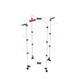 Vileda Tendedero Torre Mixer 3, 30 m de tendido, 3 niveles, acero, con ruedas y accesorios