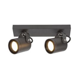 RABALUX RAB-7930 Aplique Exterior Elva Foco Doble Industrial Antracita Aluminio Cristal 2xGU10 IP44 Cabezales Ajustables