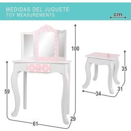 Tocador Con Banqueta Teamson Rosa Blanco Lunares 63 x 100 x 29 cm