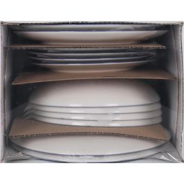 La Mediterranea Vajilla 12 Piezas Tesa Monaco Ivory Brillo - Platos Llano 26 cm, Hondo 21 cm, Postre 20 cm (2 Unidades)