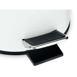 Berilo Papelera de Metal con Tapa de Bambú 3L Blanca - Cubo de Basura 22.5 x 23.5 x 17 cm (4 Unidades)