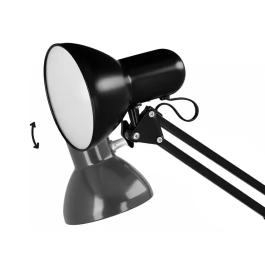 Q-connect Lampara Escritorio Antares Metalica con Pinza Interruptor Brazo Doble 3 Articulaciones Color Negro
