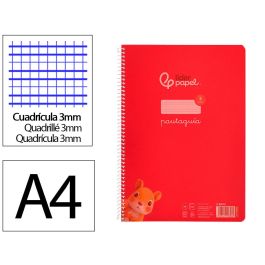 Cuaderno Espiral Liderpapel Din A4 Pautaguia Tapa Plastico80H 90 gr Cuadro Pautado 3 mm Con Margen Color Rojo 5 unidades