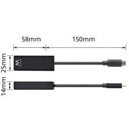 Ewent EW9828 Adaptador de Red Ethernet USB Tipo C 3.2 Gen 1 5000 Mbit/s para Portátil Negro