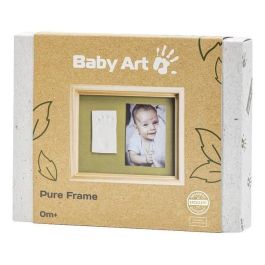 Baby Art Pure Frame - Kit de estructura con arcilla para modelar y estructura de madera de pino natural, rodillo, panel trasero reversible (verde/naranja)