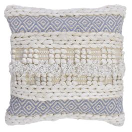 DKD Home Decor Cojín Suelo Nacla Boho Blanco Gris Algodón/Poliéster 60 x 60 x 25 cm