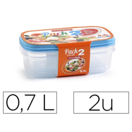Plasticforte Fiambrera Transparente Tapa Color 0.7 Litros Pack 2 Unidades Libres de BPA Aptas Microondas Lavavajillas Congelador Precio: 2.50000036. SKU: B198KVJ9G4