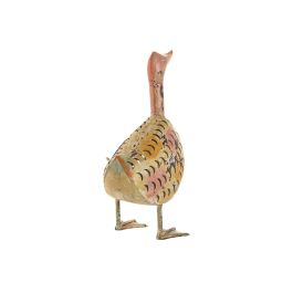 DKD Home Decor Figura Decorativa Pato Shabby Crema Amarillo de Metal 25x50x26 cm (Pack 2 Unidades)