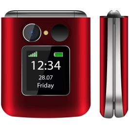 Bea-Fon Fold 10 Teléfono Móvil Concha para Mayores Rojo/Negro con Doble Pantalla (2.2"/1.44") y Botones Grandes