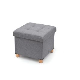 Puf almacenaje gris con patas de madera 38x38x34cm Precio: 38.50000022. SKU: S7905978