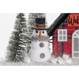 DKD Home Decor Decoración Luminosa Navidad: Casa Alpina LED de Porexpan, Rojo, Negro, Verde 15x21x38 cm (2 Pilas AA)