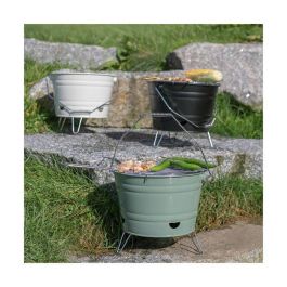 Livoo DOC327N Barbacoa de Carbón Portátil, Fabricada en Acero Inoxidable, con Superficie de Cocción Ø27 cm y 24 cm de Altura