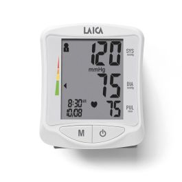 Laica Tensiometro digital de muñeca BM1006 blanco - Mide presión arterial y frecuencia cardiaca, 60 registros, pantalla LCD