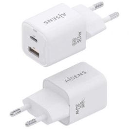 Aisens ASCH-30W2P020-W Cargador de Pared GaN 30W con 1xUSB-C PD3.0 y 1xUSB-A QC3.0. Carga Rápida para Portátiles, Móviles y Tablets, Blanco. Aisens ASCH-30W2P020-W Cargador de Pared GaN 30W con 1xUSB-C PD3.0 y 1xUSB-A QC3.0. Carga Rápida para Portátiles, Móviles y Tablets, Blanco.