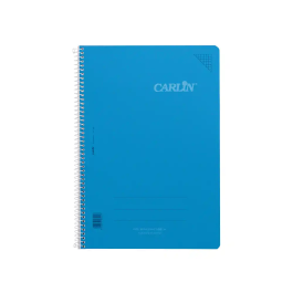 Carlin Cuaderno Espiral A4 Tapa Plástico 80 Hojas 90gr Cuadro 4mm con Margen Color Azul