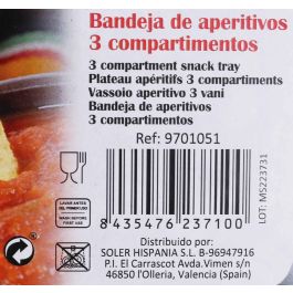 Privilege Bandeja Aperitivos con Compartimentos Quttin, 22 x 19.5 x 2 cm (18 Unidades)