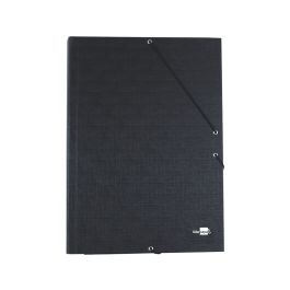 Liderpapel Carpeta con Gomas Tres Solapas en Cartón Forrado, Tamaño Folio, Color Negro