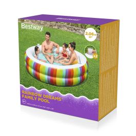 Bestway Piscina Infantil 2 Aros Arcoiris 206x206x51 cm +6 Años Jardin 54443