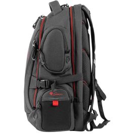 GENESIS Pallad 550 Mochila Gaming para Portátiles 17.3 pulgadas, Negro Rojo, Resistente al Agua y Golpes, con Múltiples Compartimentos