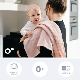 Doomoo BAB5400653010787 Pack de 3 arrullos de gasa de algodón orgánico Oeko-Tex Rosa