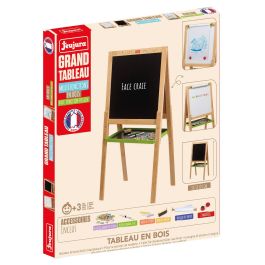 Jeujura JEU3225280876306 Pizarra de Madera Multifuncional Grande con Dibujo, Tiza y Lado Magnético Blanco