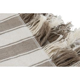 DKD Home Decor Manta Beige Crudo 250 x 150 cm Algodon reciclado Poliester Hecho a mano