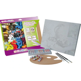 Liderpapel Set Pintura al Oleo Lienzo 30x40cm Paleta 3 Pinceles Tubos 12x12ml