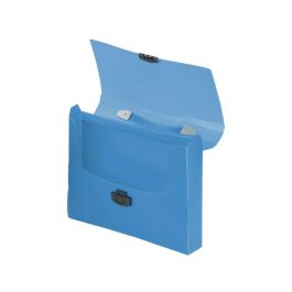 Carpeta Liderpapel Portadocumentos Broche Polipropileno Din A4 Azul Transparente Con Asa