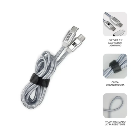 SUBBLIM CARGADOR ULTRA RAPIDO 2xUSB DE PARED PD25W+QC3.0+Cable C to C y lightning Blanco SUBBLIM CARGADOR ULTRA RAPIDO 2xUSB DE PARED PD25W+QC3.0+Cable C to C y lightning Blanco